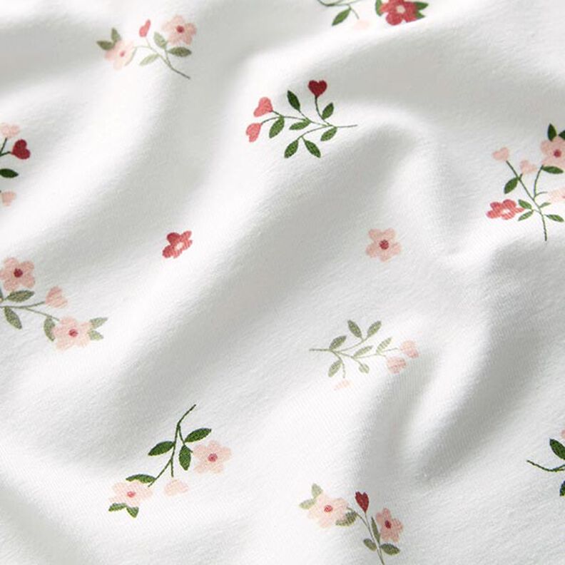 Jersey coton Fleurs et cœurs – écru, image number 2