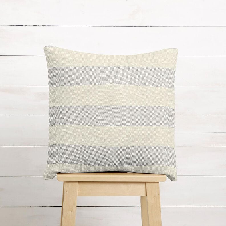 Tissu de d&eacute;coration Panama Larges rayures &ndash; argent/beige clair,  image number 6