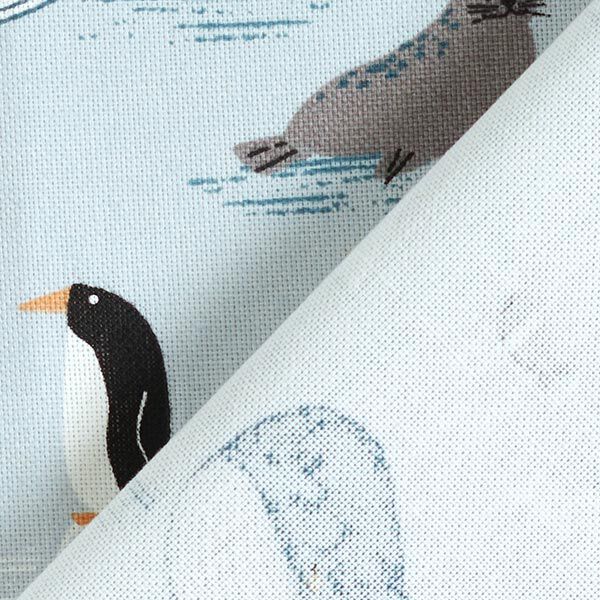 Tissu de décoration Semi-panama Animaux sur la glace – bleu bébé/blanc,  image number 4