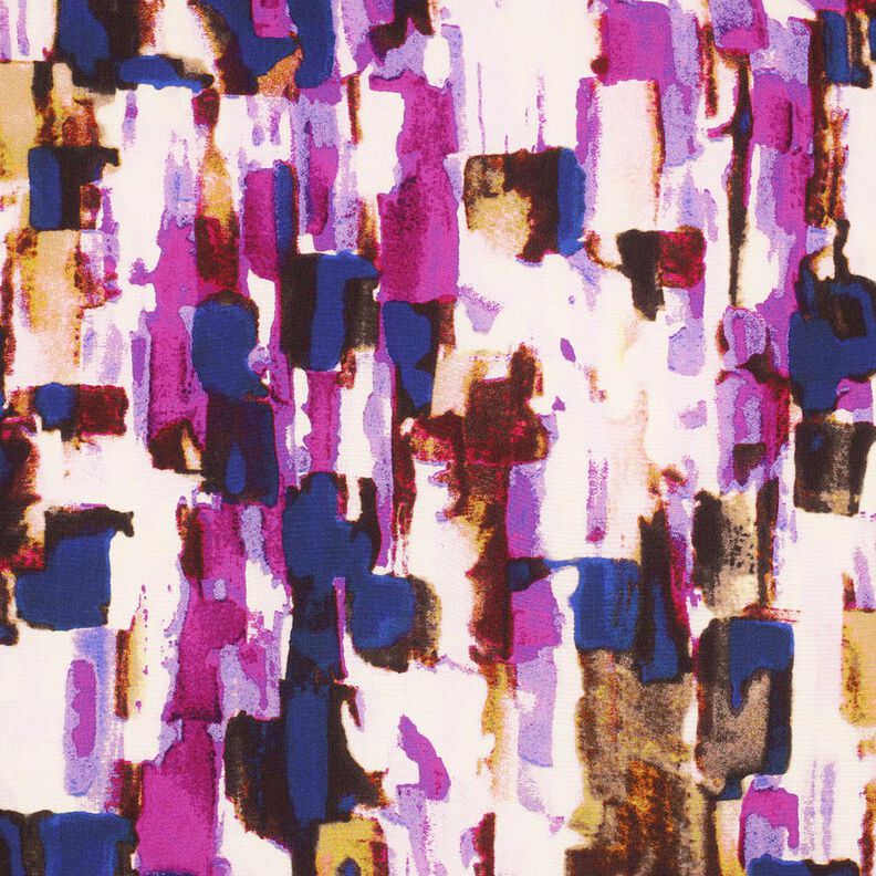 Tissu viscose Impression numérique coups de pinceau abstraits – raisin/indigo,  image number 1