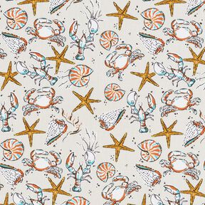 Tissu en coton Cretonne Fond marin – beige clair/jaune curry, 