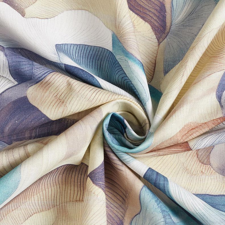 Tissu de décoration Semi-panama plante abstraite – bleu/cuivre,  image number 3
