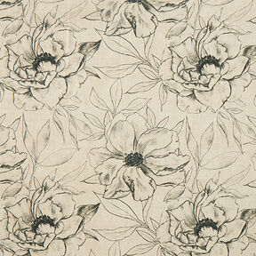Tissu de décoration Semi-panama Fleurs dessinées – anémone/noir, 