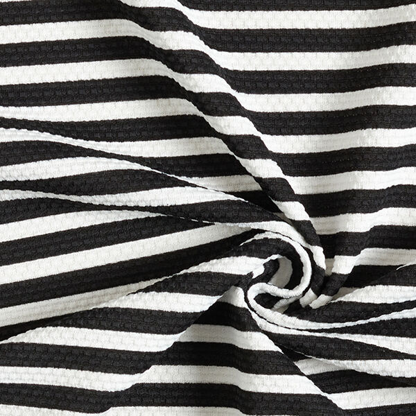 Maille jacquard rayures horizontales – blanc/noir,  image number 3