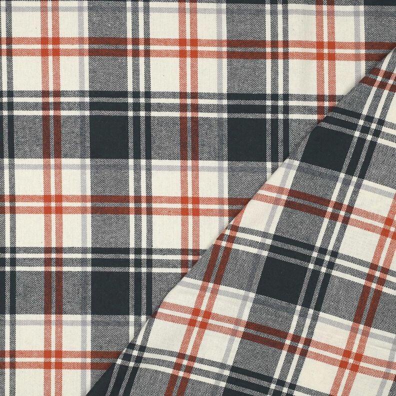 Flanelle coton Carreaux avec motif à chevrons – bleu noir/crème, image number 4