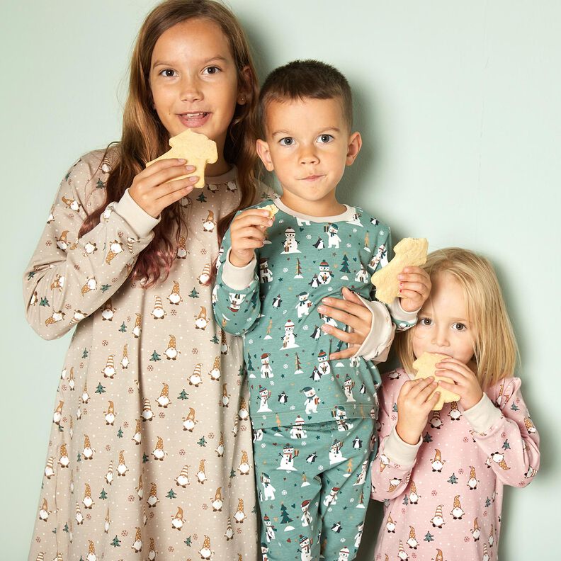 Jersey coton Pingouin, ours polaire et bonhomme de neige – roseau,  image number 8