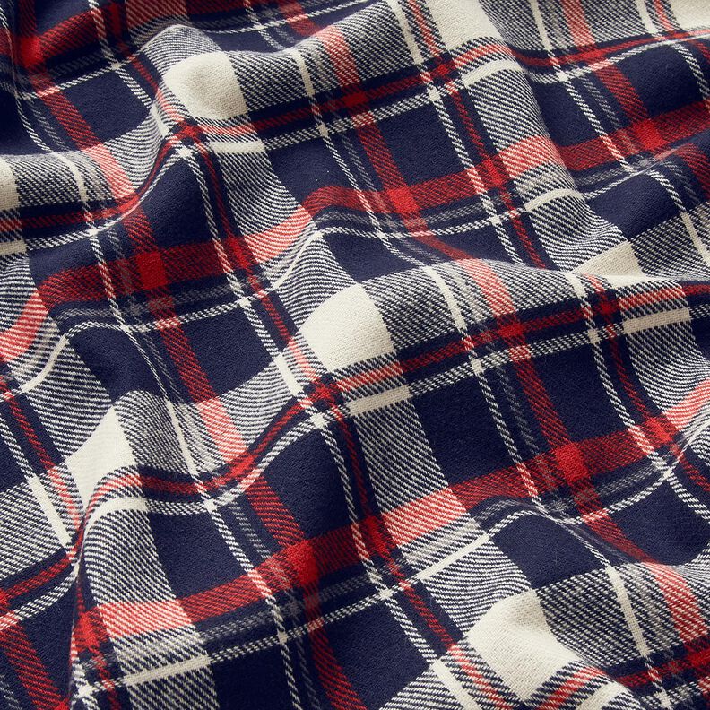 Flanelle coton Carreaux – bleu noir/carmin, image number 2