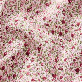 Popeline coton Mer de roses – ivoire/rose clair, 