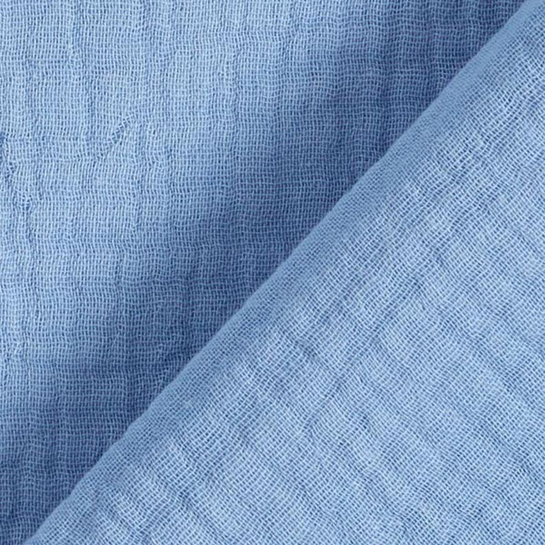 GOTS Tissu triple gaze de coton – bleu acier,  image number 5