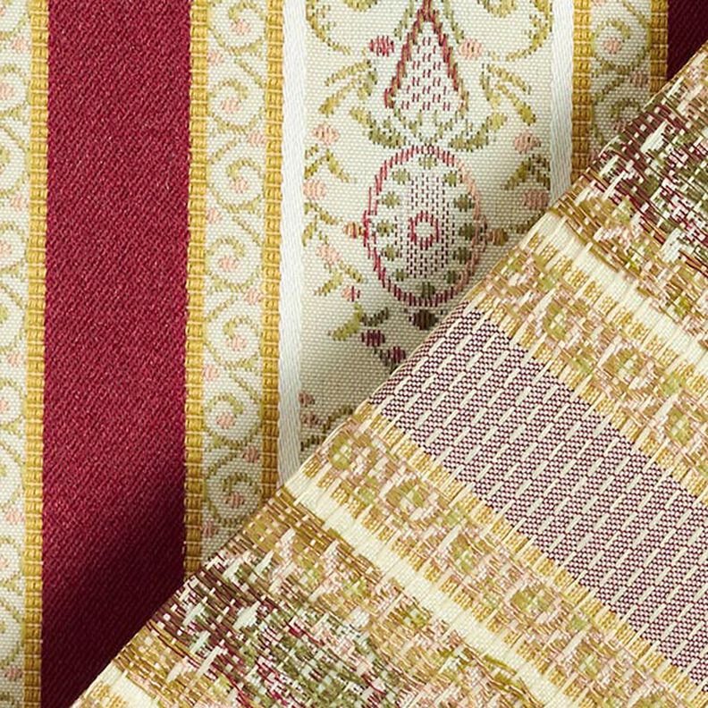Tissu d’ameublement jacquard Rayures Biedermeier – crème/rouge,  image number 3