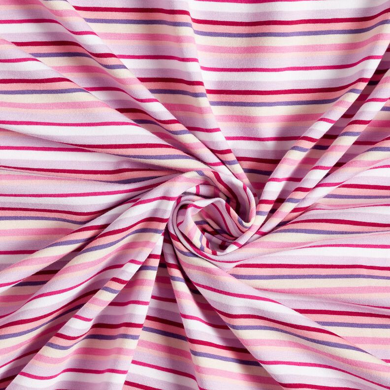 Jersey coton Ringelstreifen – mauve/rose vif,  image number 3