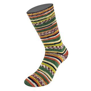 LANDLUST Sockenwolle „Bunte Bänder“, 100g | Lana Grossa – vert foncé/nature, 