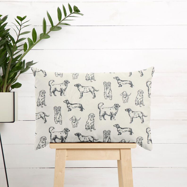 Tissu de décoration Canvas Chiens – crème/gris, image number 7