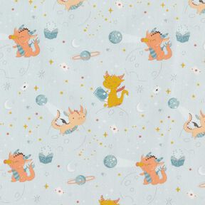 Popeline coton Dragons dans l’espace – bleu bébé, 