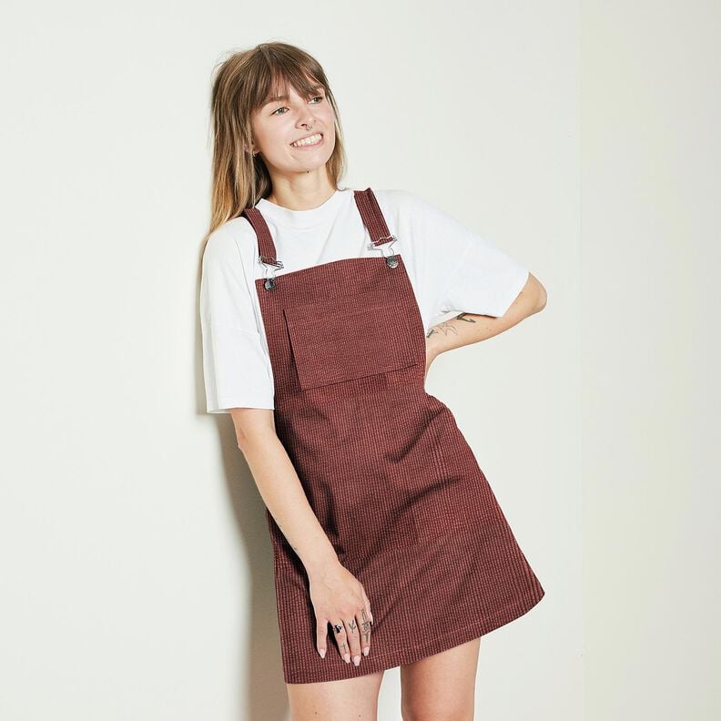 Velours côtelé large Bubble Uni – vieux rose foncé,  image number 8