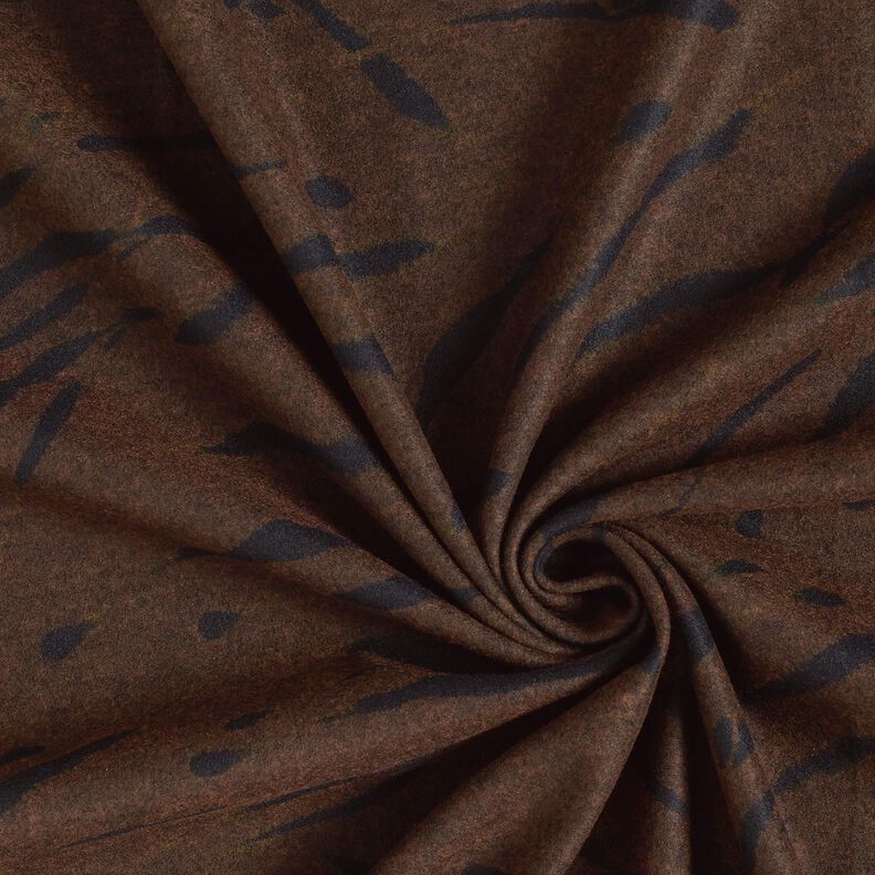 Jersey romanite tissu gratté avec rayures abstraites – marron noir,  image number 3