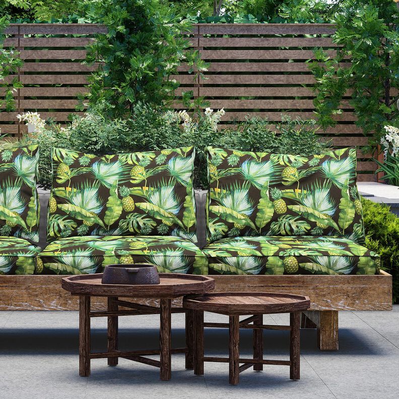 Tissu d’extérieur Canvas Ananas – vert herbe/noir,  image number 6