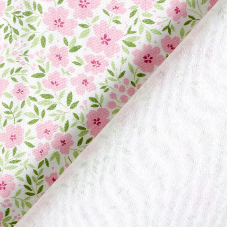 Tissu de décoration Satin de coton Mer de fleurs – rose clair/blanc,  image number 4