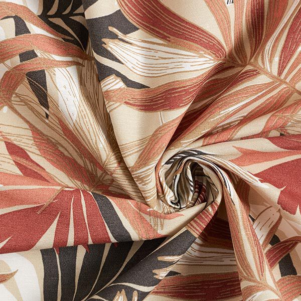 Tissu de décoration Canvas Feuilles de jungle 280cm – sable/moutarde, image number 3