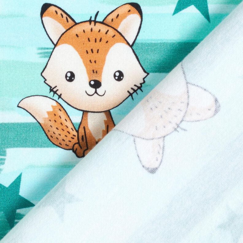 Jersey coton Renard à rayures | Glitzerpüppi – bleu aqua/orange pêche, image number 4