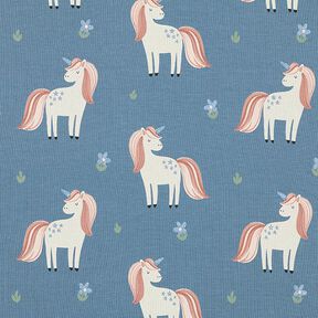 Jersey coton Jolies licornes scintillantes – gris bleu, 