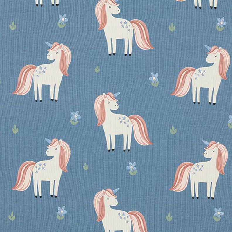 Jersey coton Jolies licornes scintillantes – gris bleu,  image number 1
