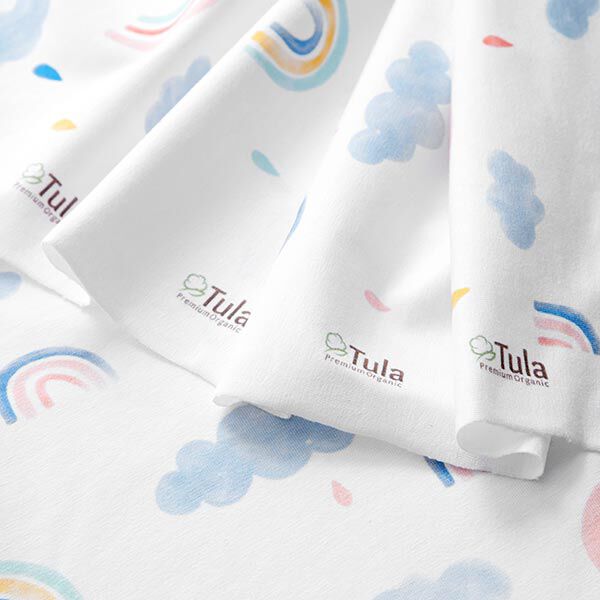 GOTS Jersey coton Monde arc-en-ciel aquarelle | Tula – blanc, image number 5