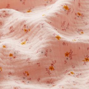 Tissu double gaze de coton fleurs romantiques – rosé, 