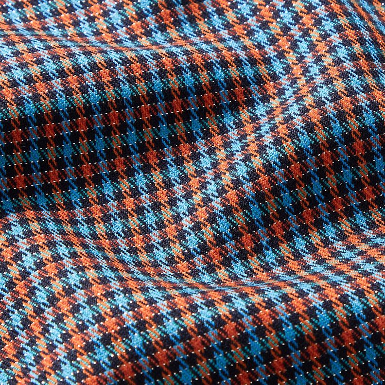 Mélange viscose Carreaux avec paillettes – turquoise/orange,  image number 2