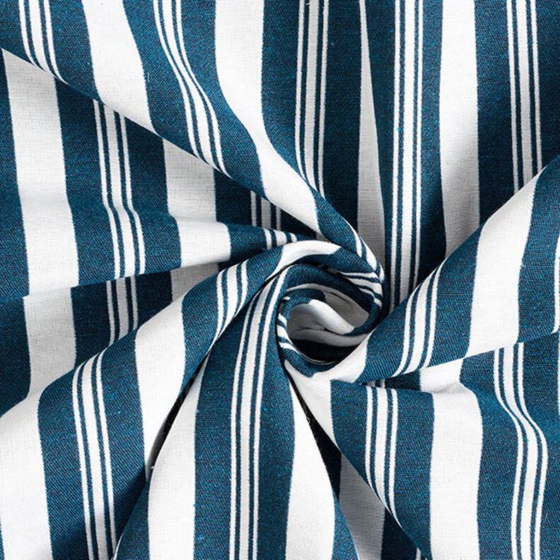 Tissu de décoration Jacquard Rayures – bleu océan/blanc,  image number 3