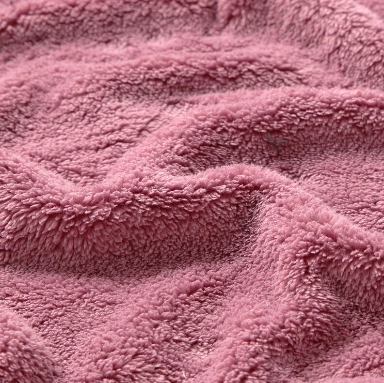Fourrure synthétique Tissu peluche uni – vieux rose foncé, image number 2