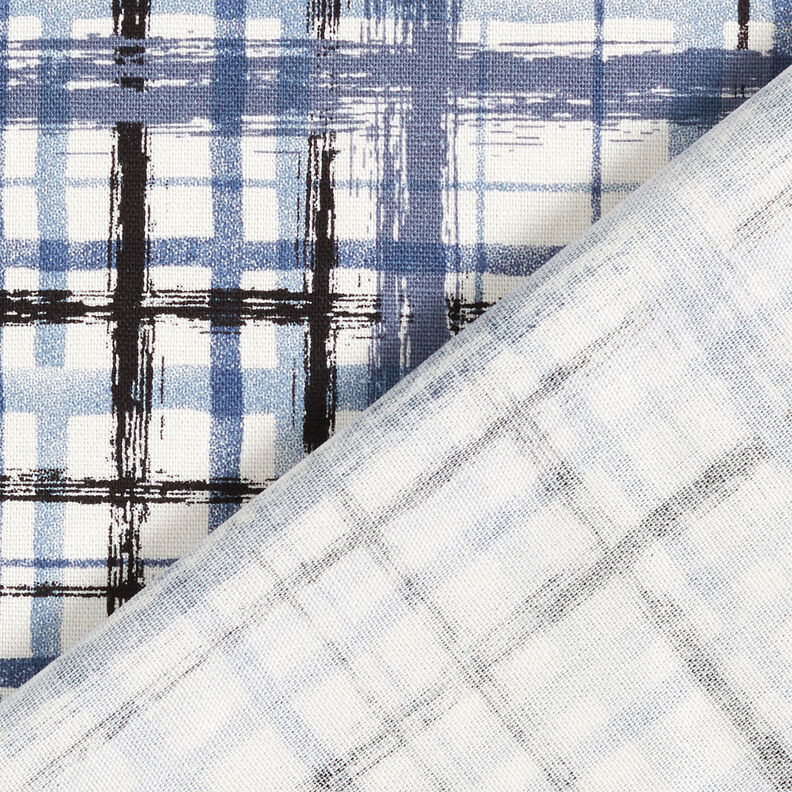 Lin-viscose mélangés à carreaux abstraits – blanc/bleu acier,  image number 5