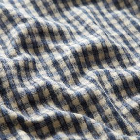 Tissu pour manteau en laine mélangée à petits carreaux – beige/bleu, 