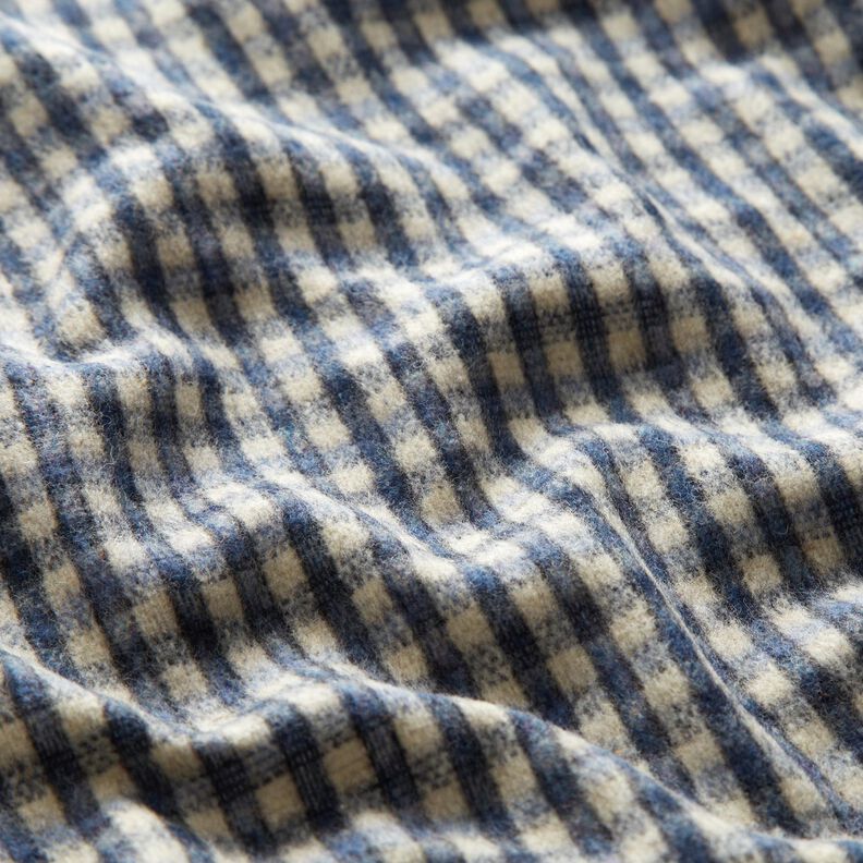 Tissu pour manteau en laine mélangée à petits carreaux – beige/bleu, image number 2