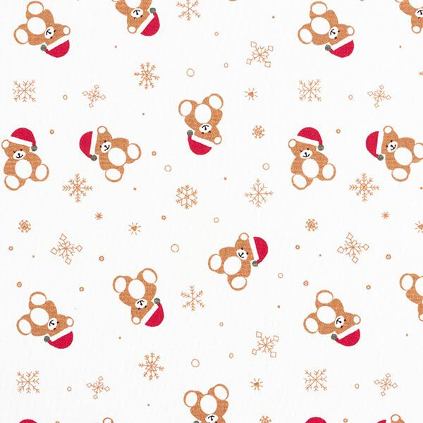 Panel French Terry Sweat d’été Nounours de Noël – écru/rouge, image number 8