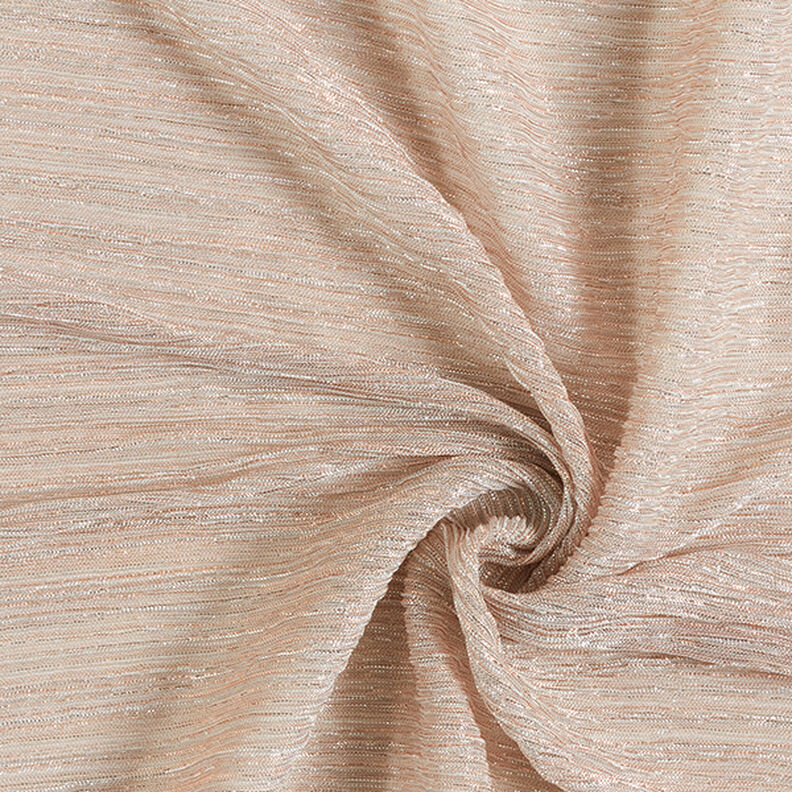 Jersey plissé Rayures pailletées – or rose/argent,  image number 3