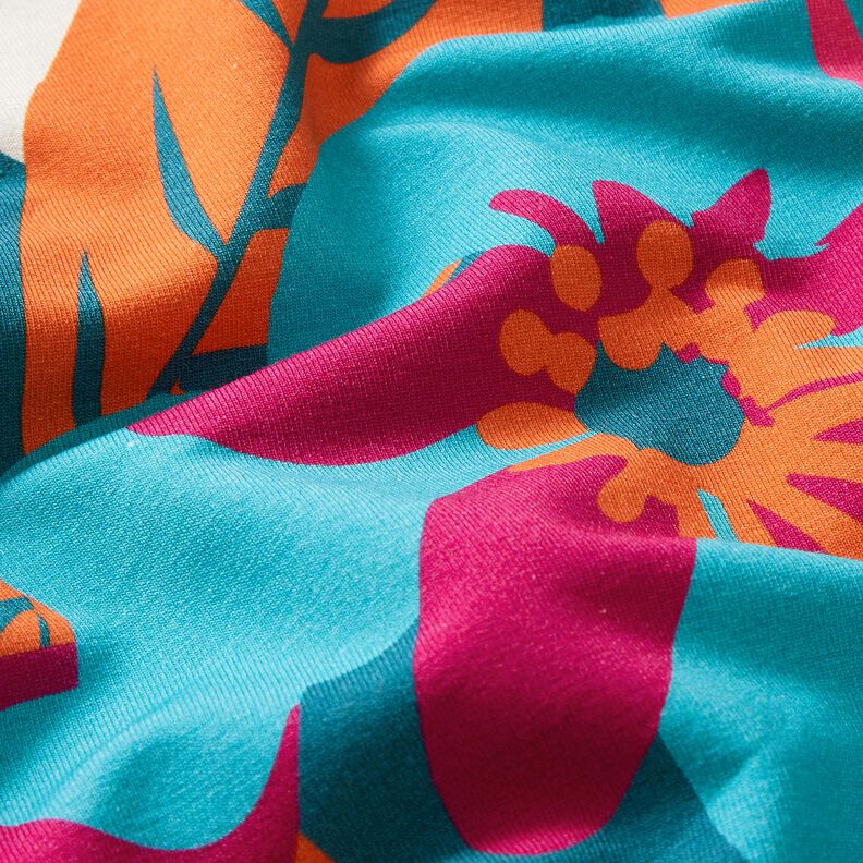 French Terry Sweat d’été Grandes fleurs – pétrole, image number 6