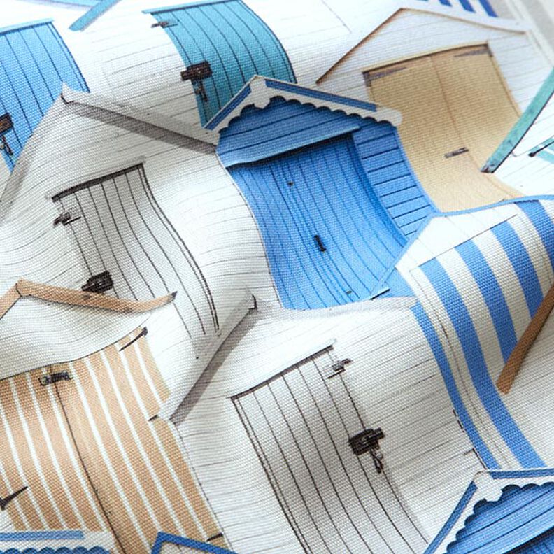 Tissu d’extérieur Canvas maisons de plage – bleu/blanc,  image number 2