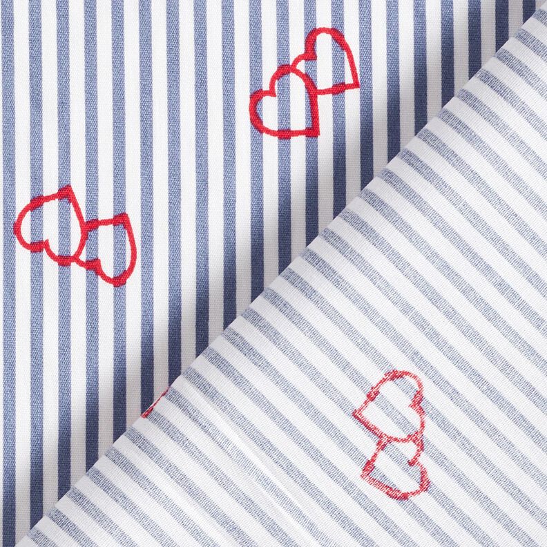 Popeline Stretch Rayures et cœurs – blanc/indigo,  image number 4