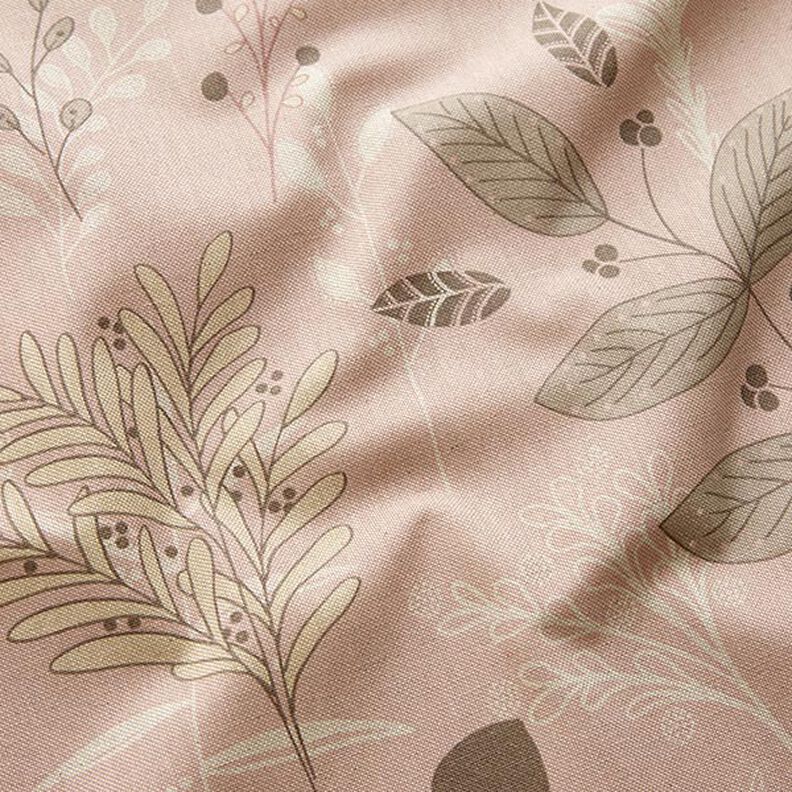 Tissu de décoration Semi-panama Branches tendres – vieux rose clair/nature,  image number 2