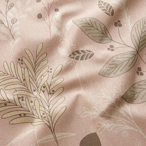 Tissu de décoration Semi-panama Branches tendres – vieux rose clair/nature, 