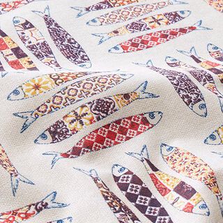 Tissu de décoration Canvas Sardines – rouge/nature, 