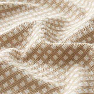 Jersey jacquard en viscose Petites boîtes – beige/blanc, 
