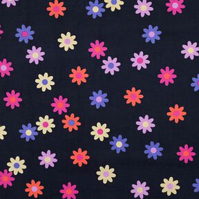 Velours milleraies Fleurs avec imprimé pailleté | Poppy Fabrics – bleu marine, 