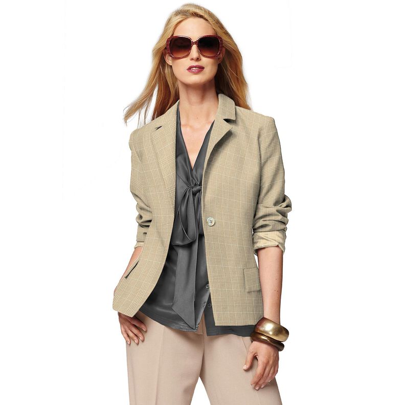 Mélange viscose Carreaux fins avec lurex – amande/menthe clair,  image number 5