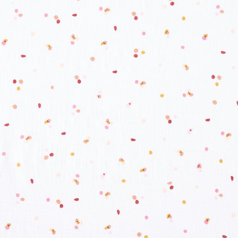 Tissu double gaze de coton Pois colorés – blanc,  image number 1