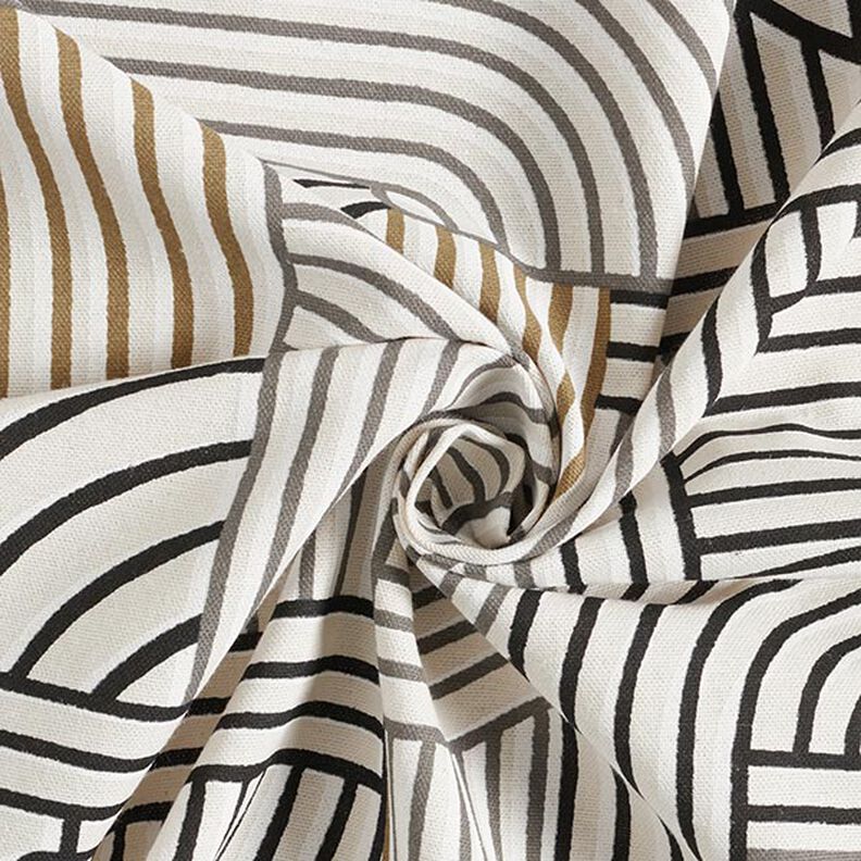Tissu de décoration Semi-panama Arcs abstraits – noir, image number 3