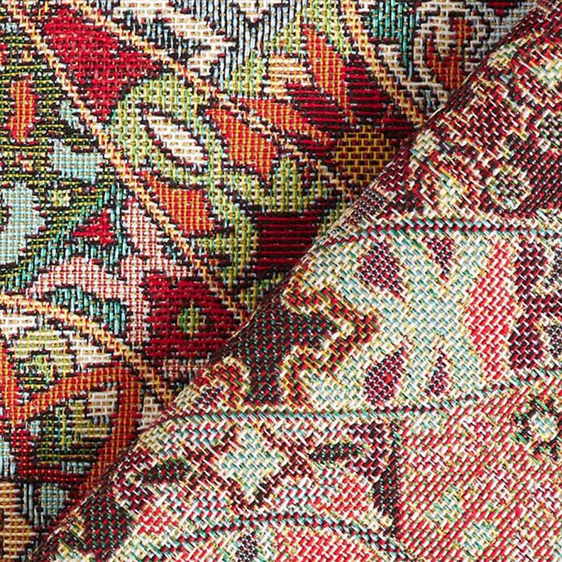 Tissu de décoration Gobelin Décorations entrelacées – beige clair/carmin,  image number 4