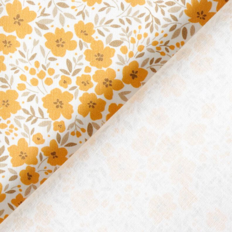 Tissu de décoration Satin de coton Mer de fleurs – moutarde/blanc,  image number 4
