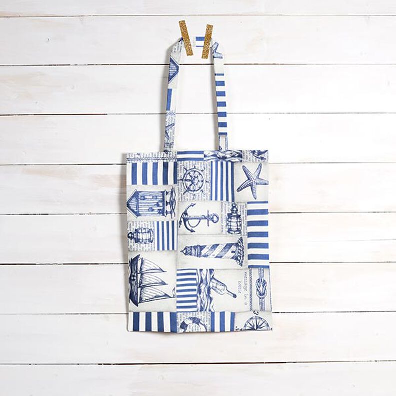 Coton enduit maritime – bleu acier/nature,  image number 7
